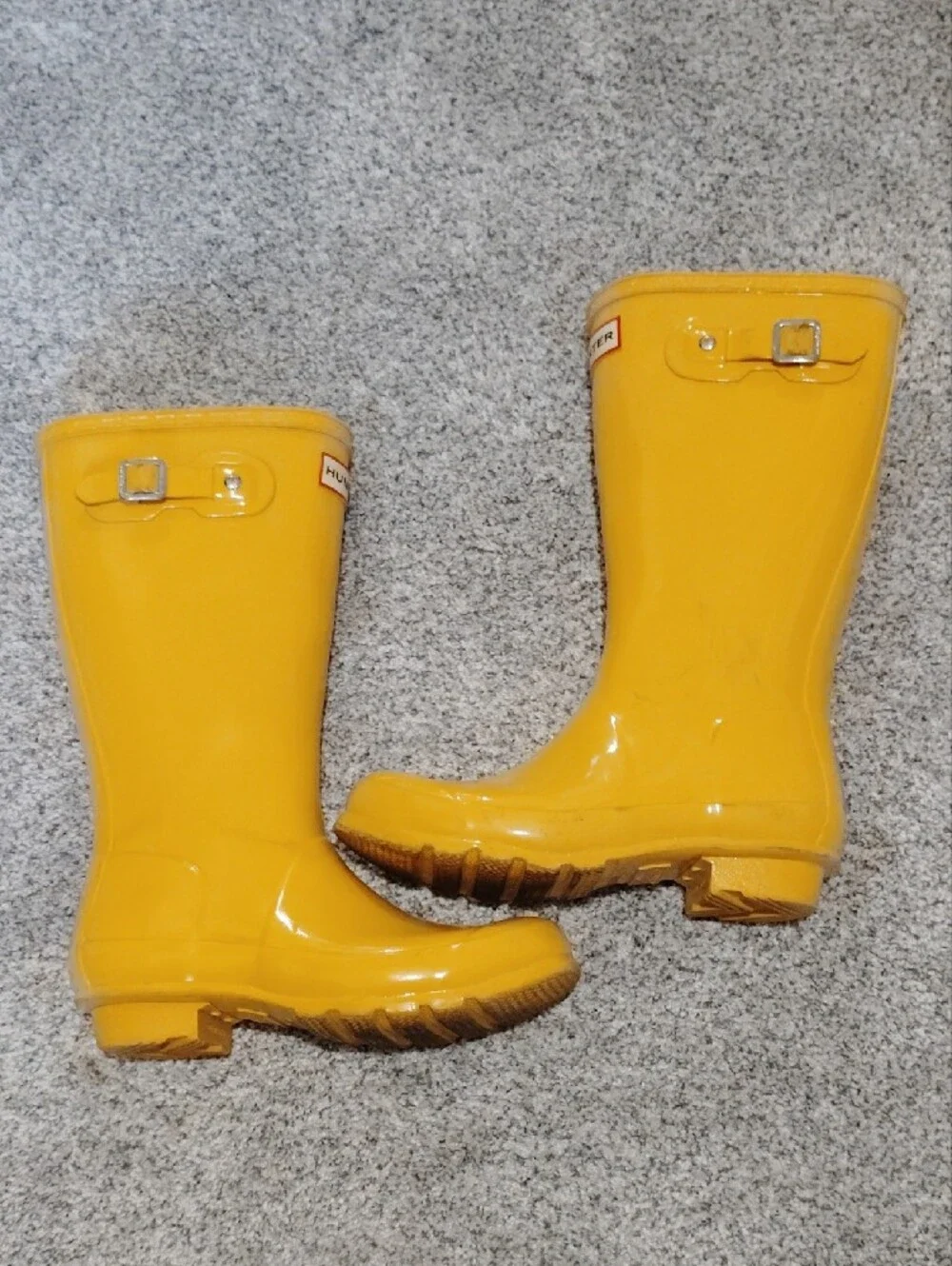Hunter Kids Bright Yellow Rain Boots with Side Buckle